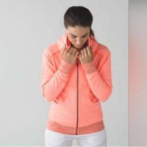 Lululemon On The Daily Hoodie Cotton Heathered Grapefruit Plush Peach 6 GUC